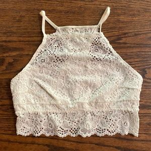Aerie Hi-Neck Racerback Floral Lace Bralette